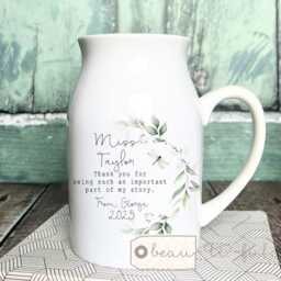 Personalised Thank You Teacher Gift Teaching Assistant Nursery Mentor Helping Me To Grow Quote Ceramic Small Jug Mug Vase - thumbnail 3