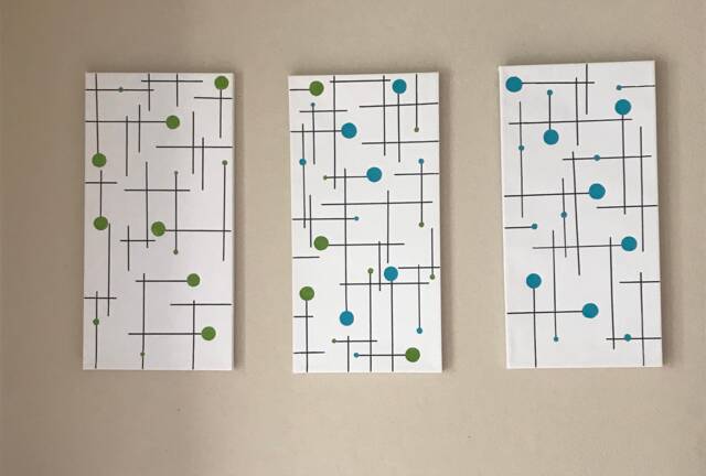 Mid Century Modern Wall Art Atomic 1950S Set Of 3 - image 1