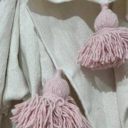 Moroccan Gift, Cotton Pompom Blanket, Bedroom Blanket, Moroccan Throw Blanket, Pompom Blanket, , Bedding Blanket, Gift For Mom, Home Deco - thumbnail 2