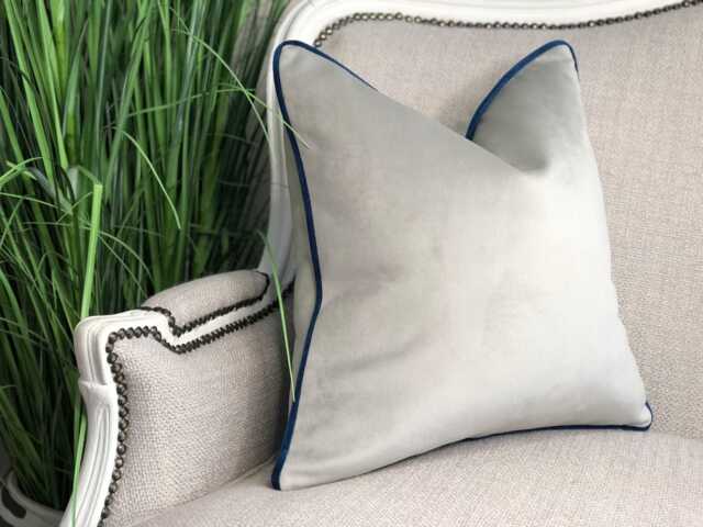 Silver Grey Velvet Cushion Cover Custom Throw Pillow Cover - image 1