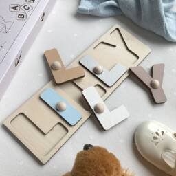 Baby Name Puzzle For First Birthday Shower Baptism Wooden Colorful Educational Toy With Pegs Safe Children - thumbnail 4