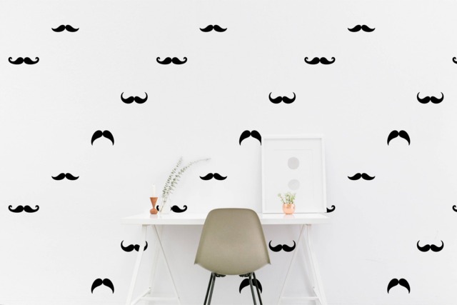 Mustache Wall Decal Kids Party Wall Sticker Barber Shop, Hipster Room Pattern Wallpaper Vinyl Decals Home Decor Stickers - image 1