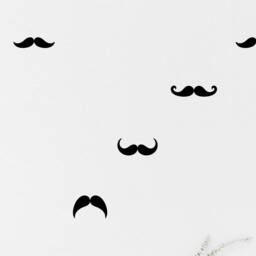 Mustache Wall Decal Kids Party Wall Sticker Barber Shop, Hipster Room Pattern Wallpaper Vinyl Decals Home Decor Stickers - thumbnail 2