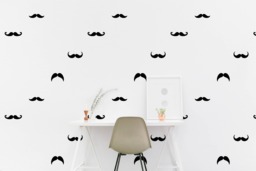 Mustache Wall Decal Kids Party Wall Sticker Barber Shop, Hipster Room Pattern Wallpaper Vinyl Decals Home Decor Stickers - thumbnail 1