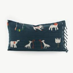 Tai Lu Hill Tribe Pillow Cover Hand-stitched Cotton Cushion With Animal Motifs - thumbnail 1