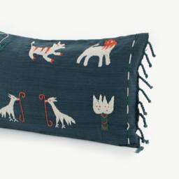 Tai Lu Hill Tribe Pillow Cover Hand-stitched Cotton Cushion With Animal Motifs - thumbnail 4