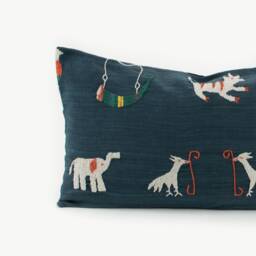 Tai Lu Hill Tribe Pillow Cover Hand-stitched Cotton Cushion With Animal Motifs - thumbnail 2