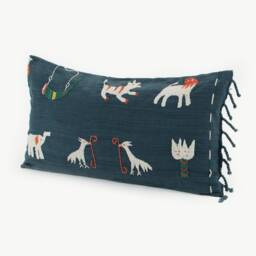 Tai Lu Hill Tribe Pillow Cover Hand-stitched Cotton Cushion With Animal Motifs - thumbnail 3
