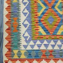 Kilim Rug, Handmade Artisan Afghan Turkish Scandinavian Navajo Bohemian Flatweave Natural Wool Multicolour Rug 122x84 cm - thumbnail 4
