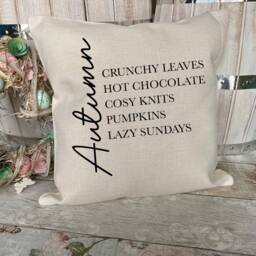 Autumn Cushion, Home Decor, Message, Fall Pumpkin Autumnal Accessories, Cosy Living Room Accessories - thumbnail 1