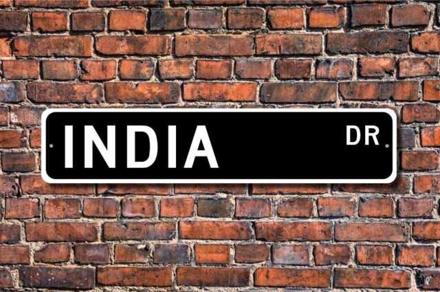 India Sign, Wall Decor, Gift, Souvenir Keepsake, Custom Street Quality Metal Sign - image 1