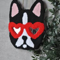 Punch Needle Cat & French Bulldog Wall Hanging Tufted Home Decor - thumbnail 2
