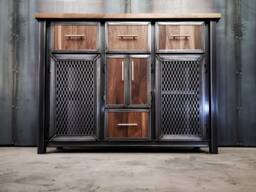 Modern Industrial Console Table, Bar Cabinet, & Media - thumbnail 1