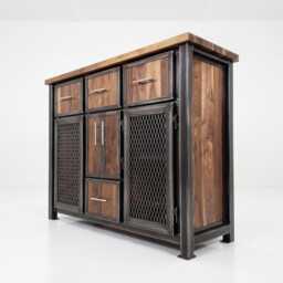 Modern Industrial Console Table, Bar Cabinet, & Media - thumbnail 4