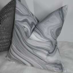 Marble Swirl Pillow Cover - Modern Gray & White Decorative Throw Luxury Abstract Cushion For Sofa, Bed, Or Living Room Decor - thumbnail 2
