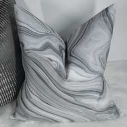 Marble Swirl Pillow Cover - Modern Gray & White Decorative Throw Luxury Abstract Cushion For Sofa, Bed, Or Living Room Decor - thumbnail 3