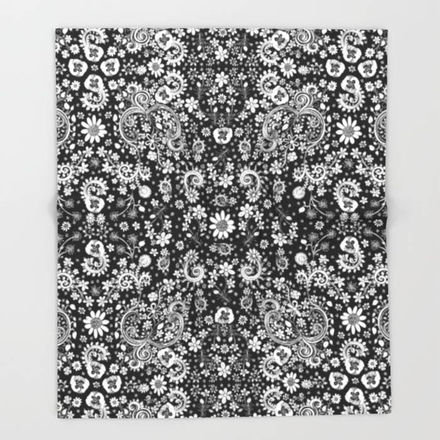 Black White Floral Bird Art Blanket Throw Blankets Warm Fleece Home Decor Throws Gift Soft - image 1