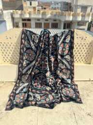 Handmade Velvet Suzani Quilt - Bohemian Floral Bed Cover