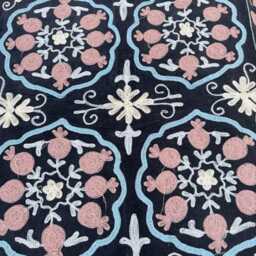 Handmade Velvet Suzani Quilt - Bohemian Floral Bed Cover - thumbnail 3