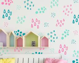 Abstract Pattern Wall Decals, 3-Color Hand Drawn Polka Dot Cute Stickers, Nursery Decal, Kids Room Decals - thumbnail 1