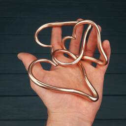 7Th Year Anniversary Gift, Copper Family Hearts, Hanging Love Hearts, Interlinked, Copper, Love, Personalised, Wife, Him, Her Wedding - thumbnail 2