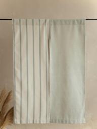 Rishi Two Tone Noren Door Curtain, Natural Stripe & Subtle Green Doorway Japanese Style Room Divider, Thick Privacy 1Pc - thumbnail 1