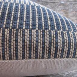 3Bm Designer Pillow Cover - Kapok Weave Wide Stripe Blue & Tan - thumbnail 2