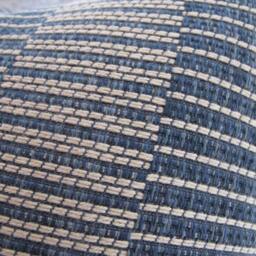 3Bm Designer Pillow Cover - Kapok Weave Wide Stripe Blue & Tan - thumbnail 4
