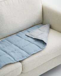 Linen Couch Protector For Pets & Kids, Quilted Sofa Seat Cover, Two-Sided Slipcover, Minimalist Topper