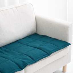 Linen Couch Protector For Pets & Kids, Quilted Sofa Seat Cover, Two-Sided Slipcover, Minimalist Topper - thumbnail 3