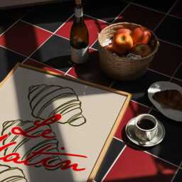 Croissants Print, French Kitchen Poster, Breakfast Pastry Retro Cafe Wall Art Unframed - thumbnail 2