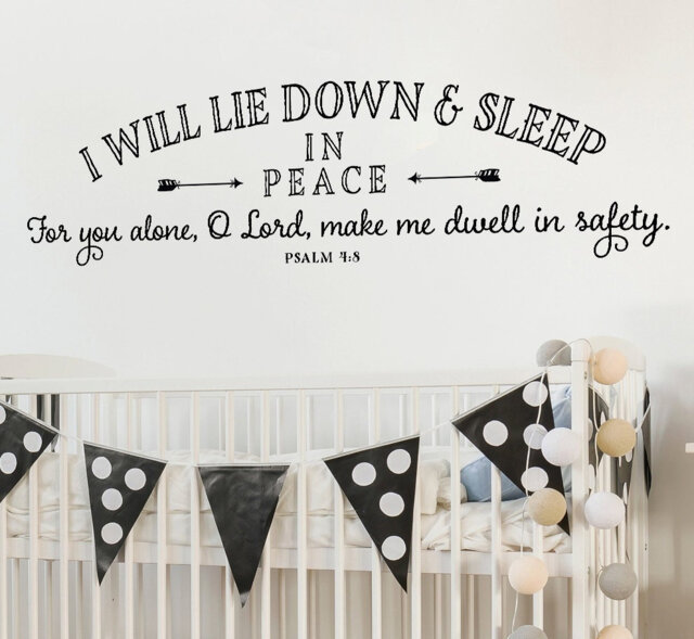 Children's Wall Decor I Will Lie Down & Sleep in Peace Decal Psalm 48 Nursery Kid's Room Scripture Verse Vinyl - image 1