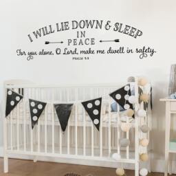 Children's Wall Decor I Will Lie Down & Sleep in Peace Decal Psalm 48 Nursery Kid's Room Scripture Verse Vinyl - thumbnail 2