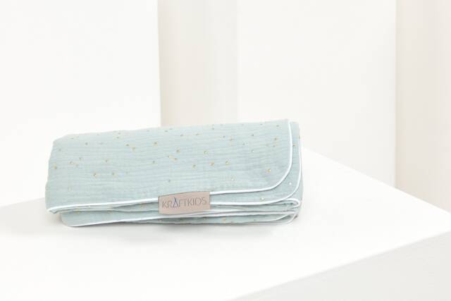 Kraftkids Baby Blanket Muslin With Gold Dots On Green - image 1