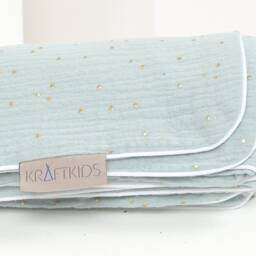 Kraftkids Baby Blanket Muslin With Gold Dots On Green - thumbnail 2