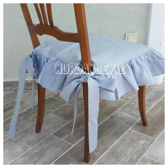 Ruffled Chair Covers With Ties-Seat Arm Chair Seat Cover Linen Slipcovers Ruffle Protector French Country Shabby Chic Home Nurdanceyiz - image 1