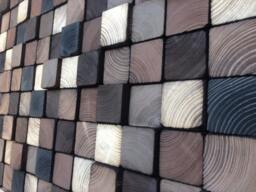 Abstract Reclaimed Wood Wall Art - Beige Brown Mosaic - thumbnail 1