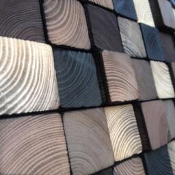 Abstract Reclaimed Wood Wall Art - Beige Brown Mosaic - thumbnail 4