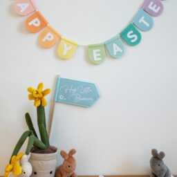 Happy Easter Bunting. Felt Nursery Decor. Custom Garland Wall Hanging. Pastel Rainbow - thumbnail 3