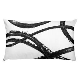 Abstract Black & White Lumbar Pillow Modern Home Decor - thumbnail 2