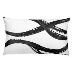 Abstract Black & White Lumbar Pillow Modern Home Decor - thumbnail 1