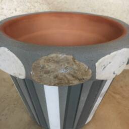 Mosiac Flower Pot, Stone & Glass Planter, Outdoor Patio Deck, Indoor Rustic Kitchen Herb Terracotta, Handmade Mosaic Planter - thumbnail 4