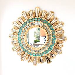 "Peruvian Mirrors ""Royalty 78 cm Turquoise Gold" - thumbnail 1