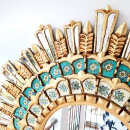 "Peruvian Mirrors ""Royalty 78 cm Turquoise Gold" - thumbnail 3