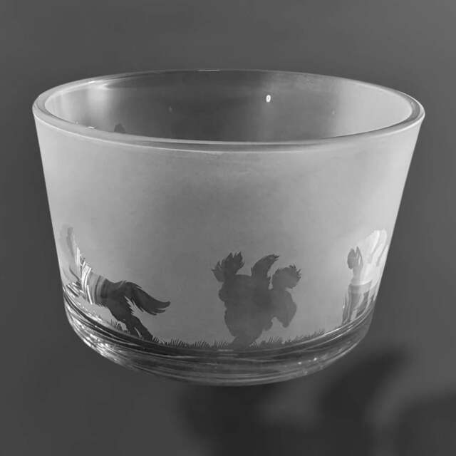 Shih Tzu Bowl - Clear Glass Bowl With Shih Tzu Frieze Design Shihtzu Gift Idea - image 1