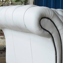 Handmade Large 4 Seater White Leather Chesterfield Sofa - thumbnail 3