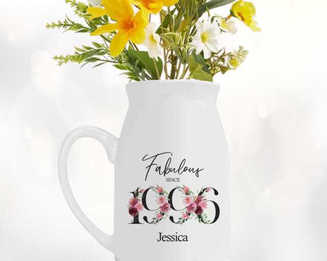 30Th Birthday Gift For Her - Fabulous Since 1996 Small Personalised Flower Pot Vase 30 Gifts Women Floral Design Daughter Sister Bnc30 - image 1