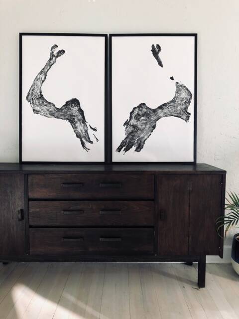 Illinois Tree Roots, Set Of Two 24x36 Inch Prints, Rorschach Test Art, Inkblot Test Art, Ring Art Print, Handmade From Real Roots - image 1