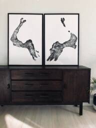 Illinois Tree Roots, Set Of Two 24x36 Inch Prints, Rorschach Test Art, Inkblot Test Art, Ring Art Print, Handmade From Real Roots - thumbnail 1