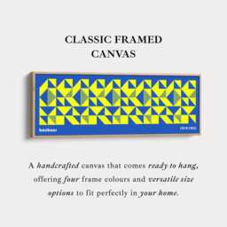 Yellow Blue Geometric Bauhaus Wall Art Horizontal Framed Canvas Long Retro Style Panoramic Print For Living Room Hallway Or Bedroom - thumbnail 3